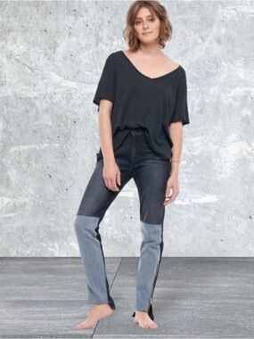 NWT Free People x Sandrine Rose Color Block Ankle Zipper Skinny Jeans